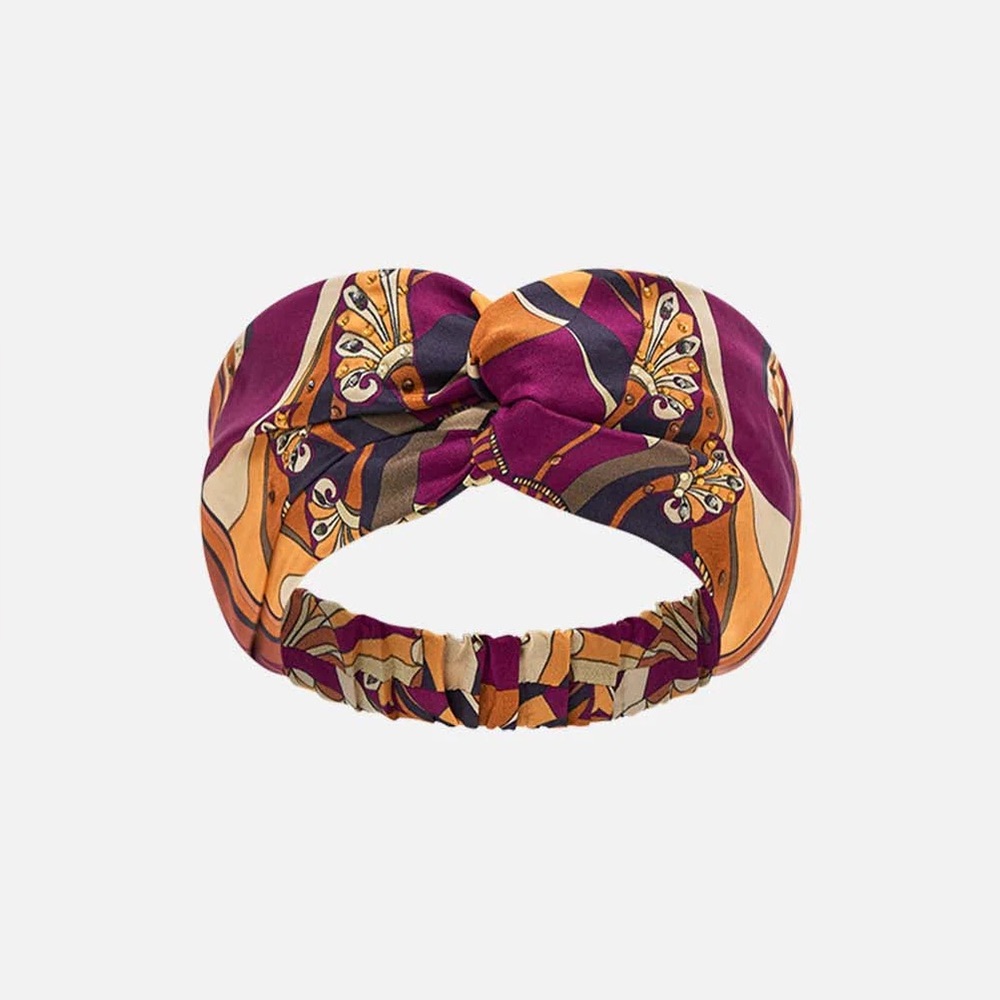 CAMILLA “Desert Delirium” maroon silk Egyptian theme boho twist headband